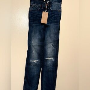 Madewell Blue High Rise Skinny Jeans with Distressed Details